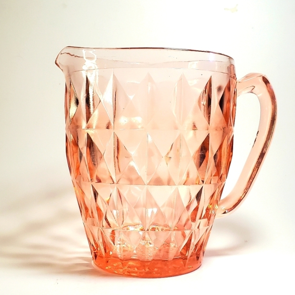 Jeannette Glass Co 'Windsor' Geometric Pink Depression Glass Servingware Pitcher